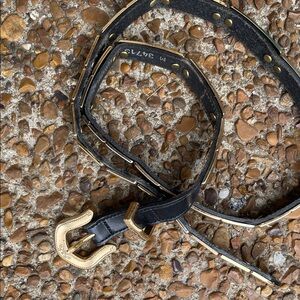 Brighton Black Leather Belt with Gold Western Buckle